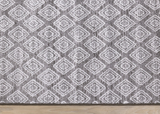 Intrigue Grey Cream Trellis Banding Rug - Furniture Depot