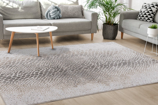 Intrigue Cream Grey Brown Snake Skin Rug - Furniture Depot