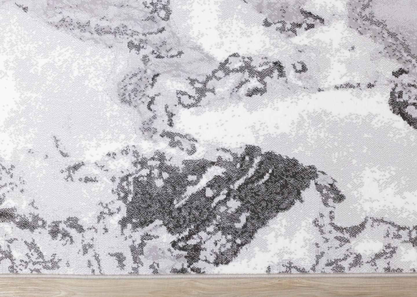 Intrigue White Grey Marble Swirl Rug - Furniture Depot