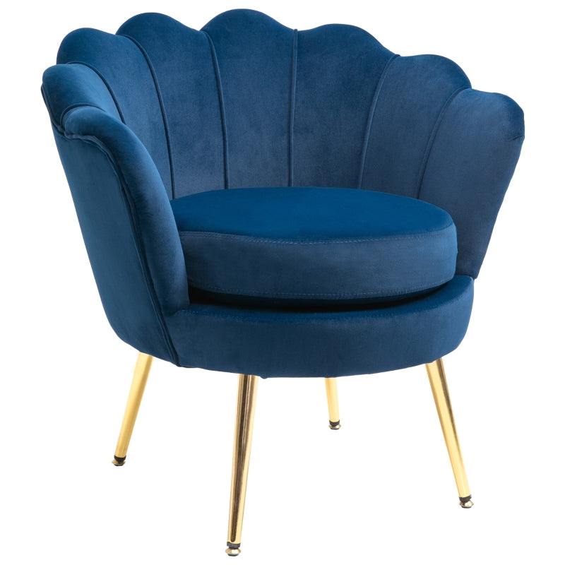 Alora Modern Velvet Accent Chair with Gold Metal Legs - Blue - Furniture Depot (7629683425528)