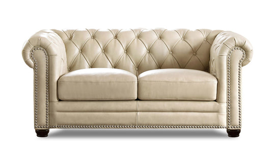 Kennedy Collection in 100% Leather Birmingham Egg Shell - Furniture Depot