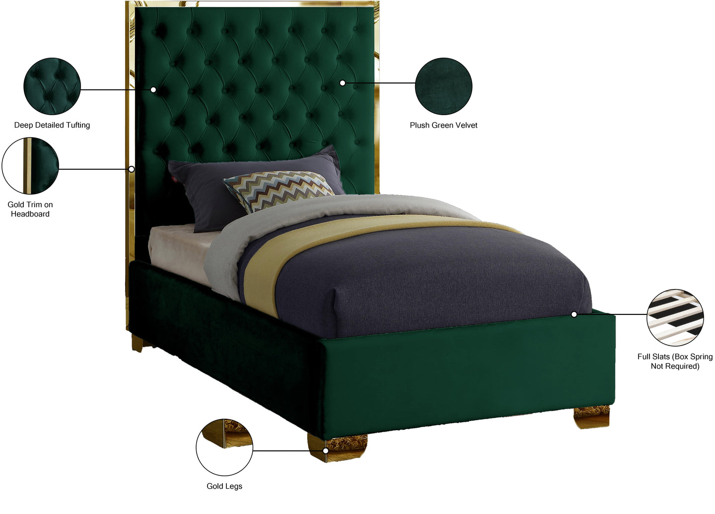 Lana Velvet Bed - Furniture Depot