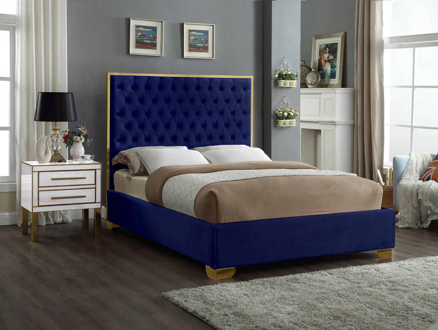 Lana Velvet Bed - Furniture Depot