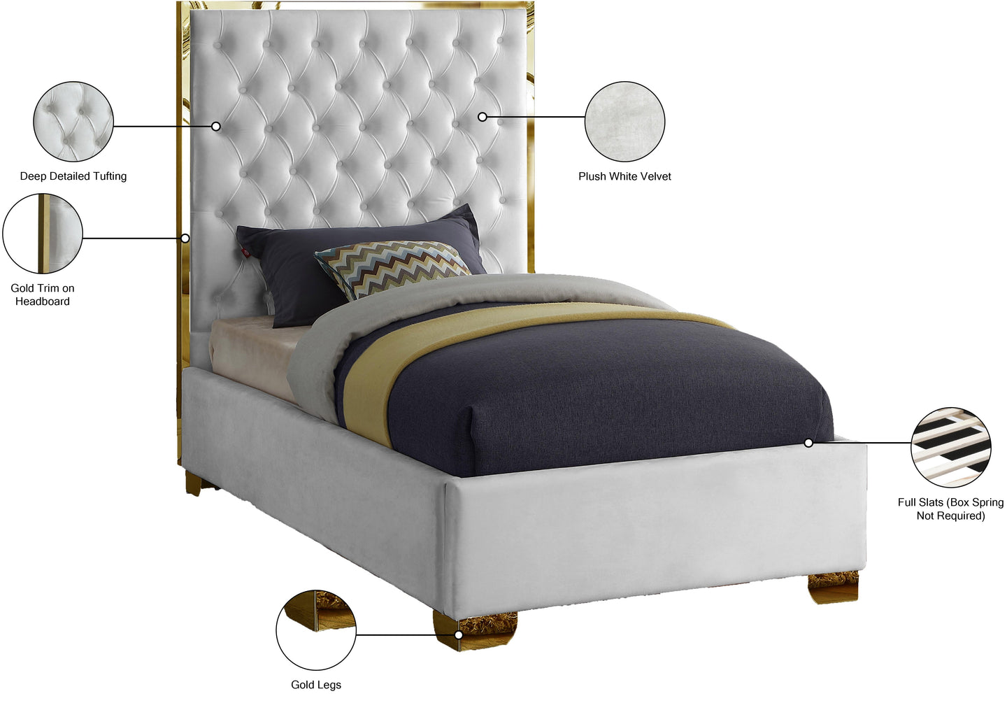 Lana Velvet Bed - Furniture Depot