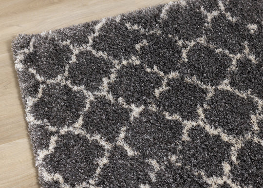 Lane Grey Cream Lattice Luxury Rug - Furniture Depot