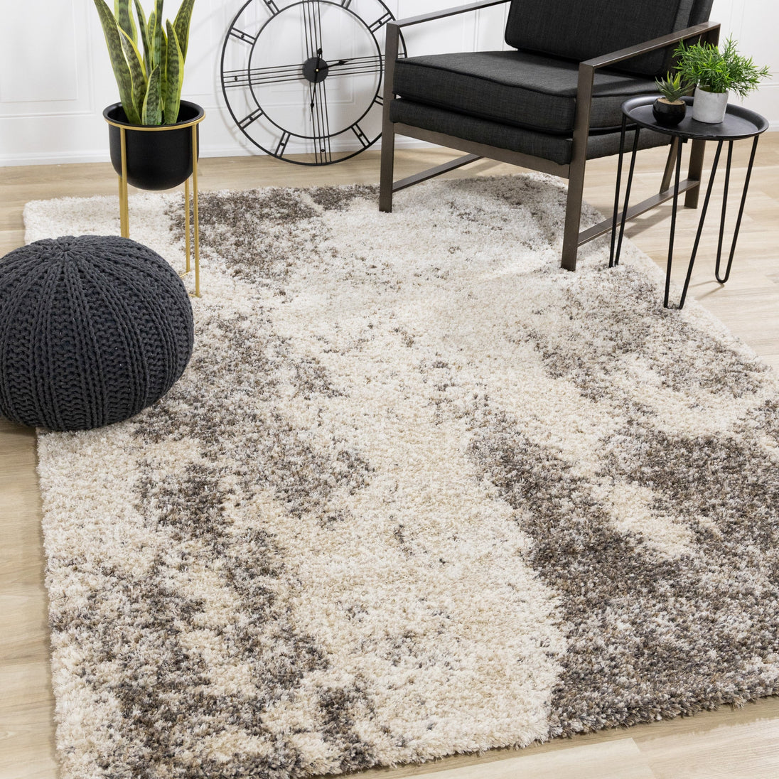 Lane Cream Brown Abstract Luxury Rug - Furniture Depot