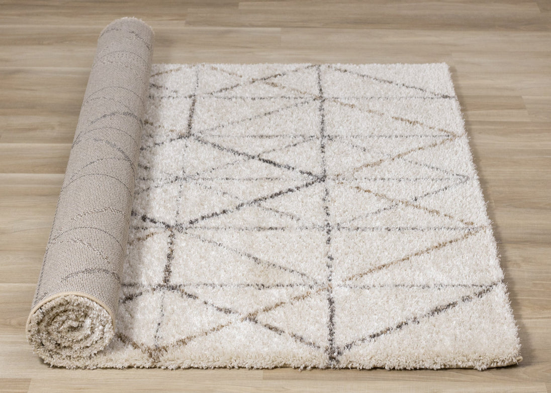 Lane Cream Grey Geometric Luxury Rug - Furniture Depot