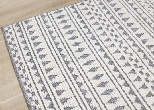 Lawson Cream Grey Southwest Inspired Foldable Rug - Furniture Depot