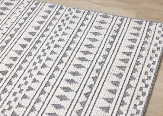 Lawson Cream Grey Southwest Inspired Foldable Rug - Furniture Depot