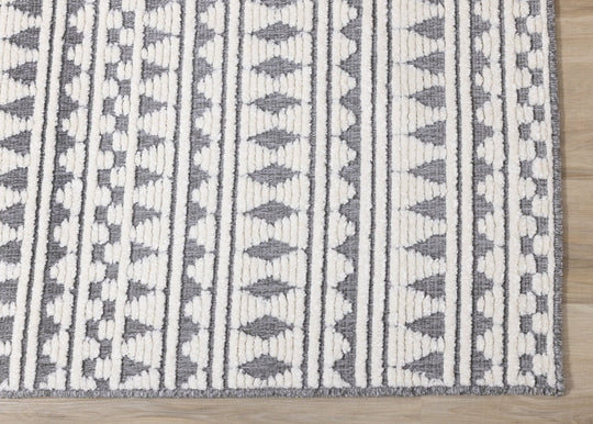 Lawson Cream Grey Southwest Inspired Foldable Rug - Furniture Depot