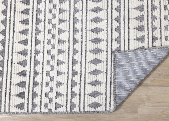 Lawson Cream Grey Southwest Inspired Foldable Rug - Furniture Depot