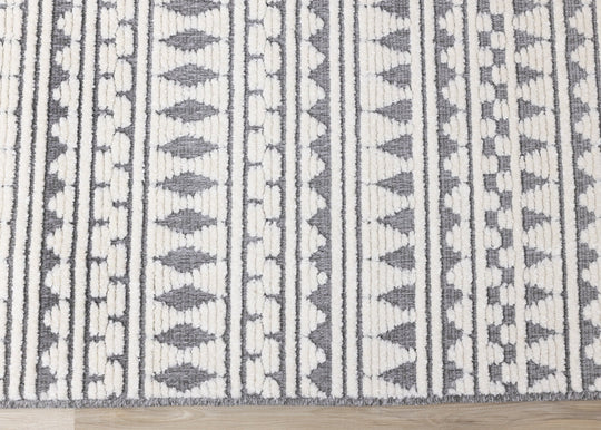 Lawson Cream Grey Southwest Inspired Foldable Rug - Furniture Depot