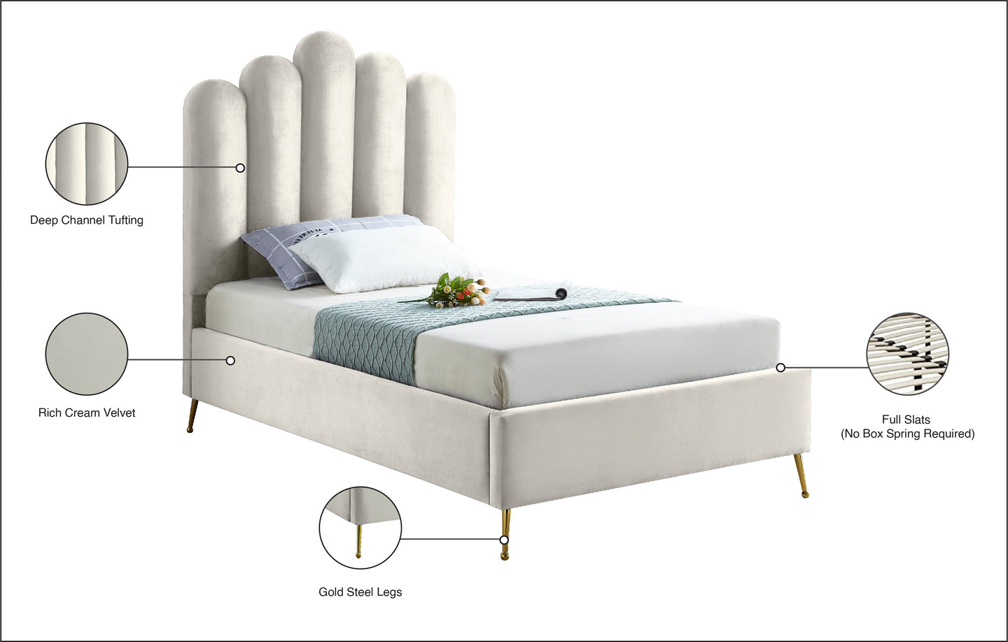 Lily Velvet Bed - Furniture Depot