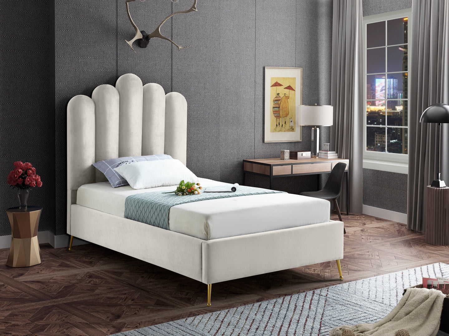 Lily Velvet Bed - Furniture Depot