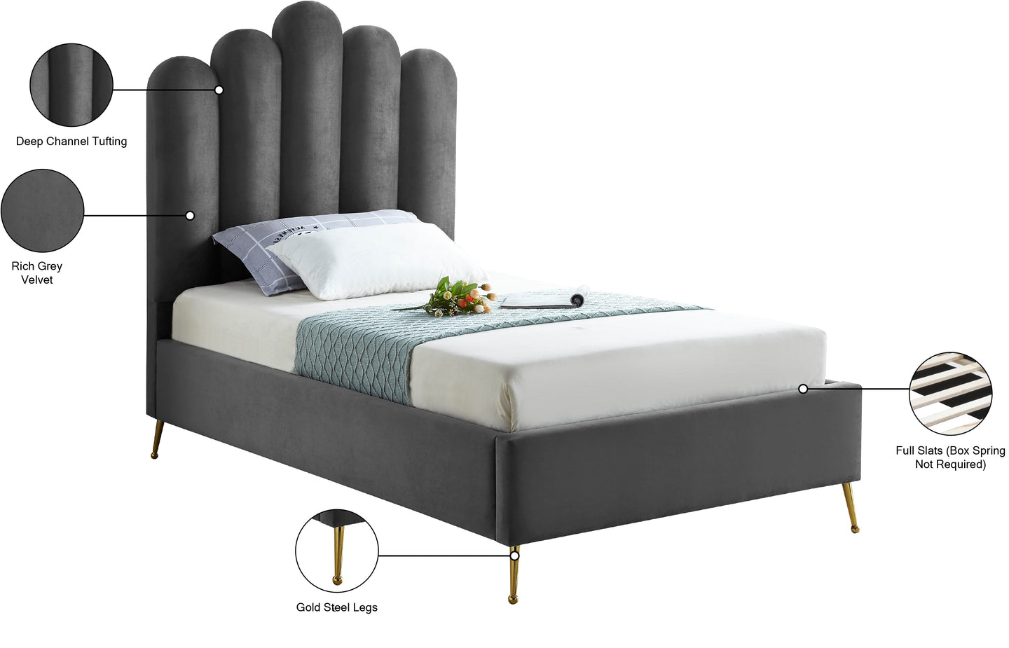 Lily Velvet Bed - Furniture Depot