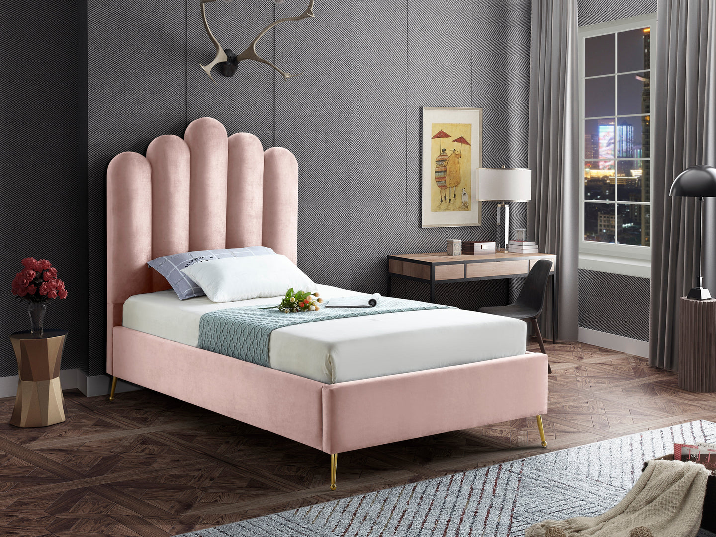 Lily Velvet Bed - Furniture Depot