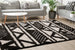 Maroq Black Cream Banded Peaks Rug - Furniture Depot