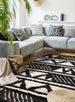 Maroq Black Cream Banded Peaks Rug - Furniture Depot