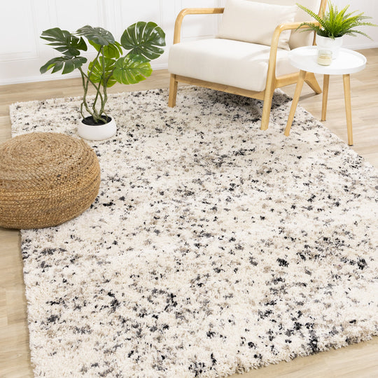 Maroq Cream Beige Grey Speckled Shag Rug - Furniture Depot