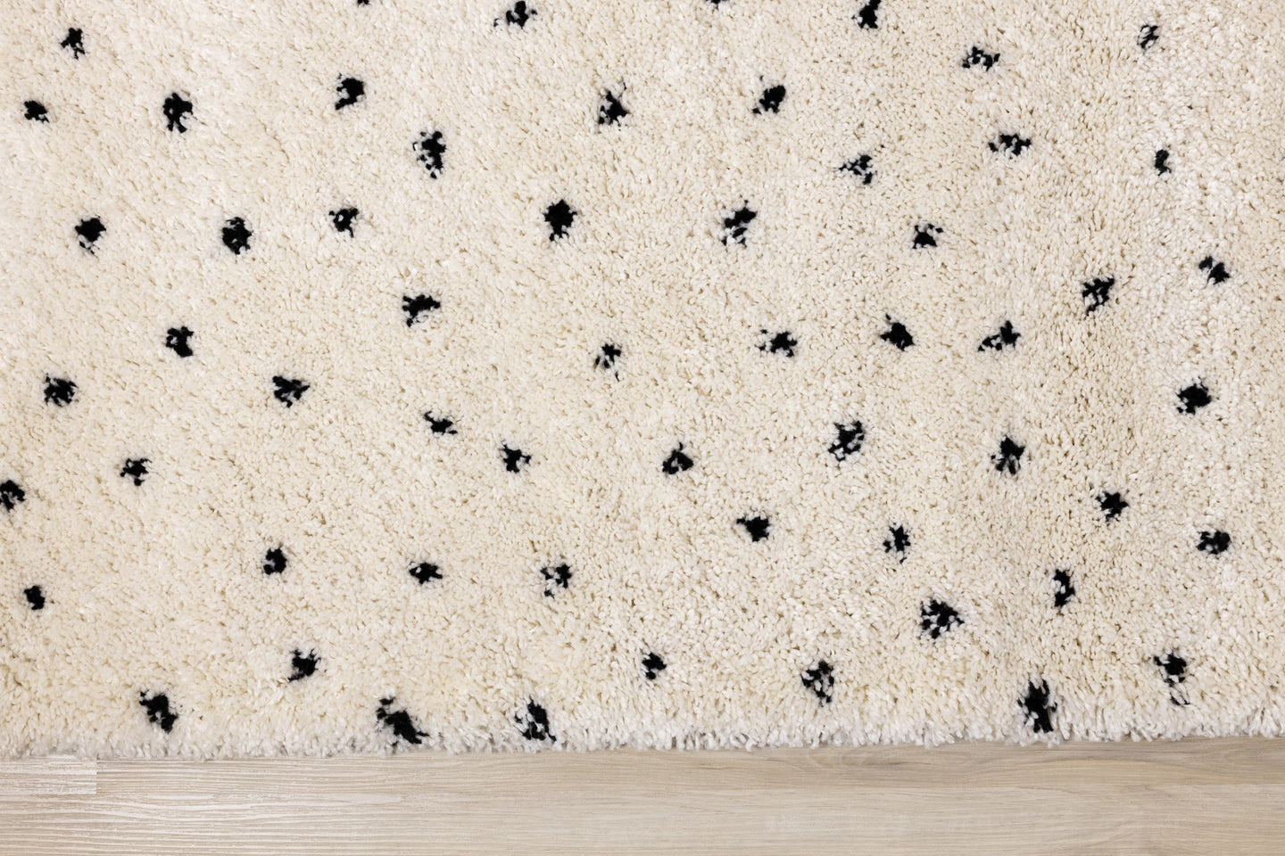 Maroq Cream Black Polka Dot Shag Rug - Furniture Depot