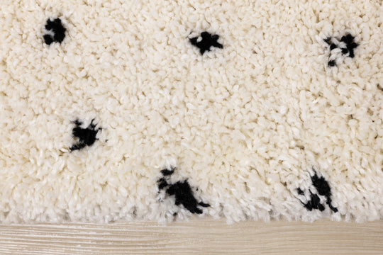 Maroq Cream Black Polka Dot Shag Rug - Furniture Depot