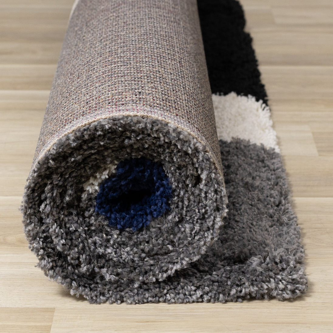 Maroq Grey Blue White Shag Rug - Furniture Depot