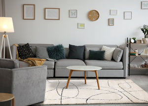 Maroq Cream Black Simple Shapes Rug - Furniture Depot