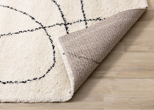 Maroq Cream Black Simple Shapes Rug - Furniture Depot
