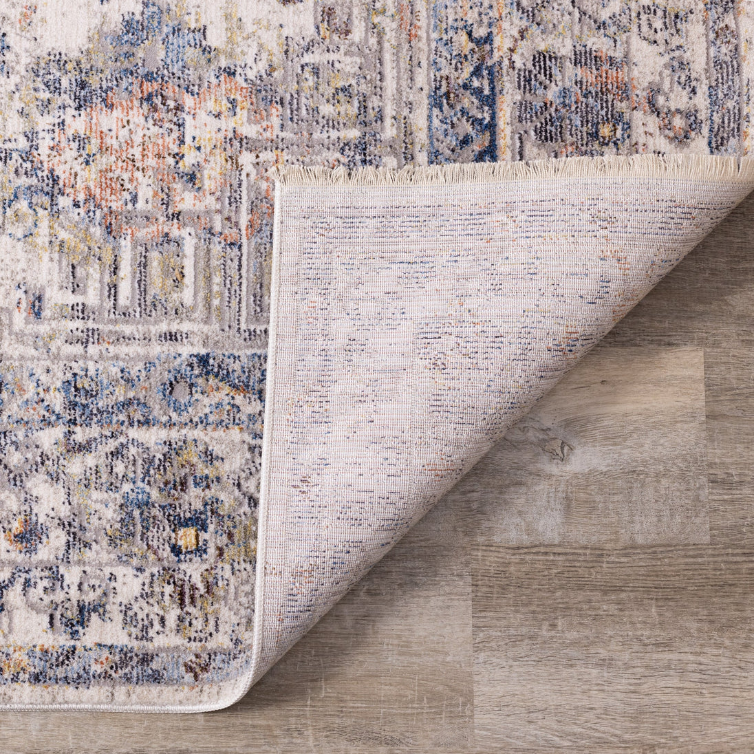 Monaco Cream Grey Blue Traditional Border Rug - Furniture Depot