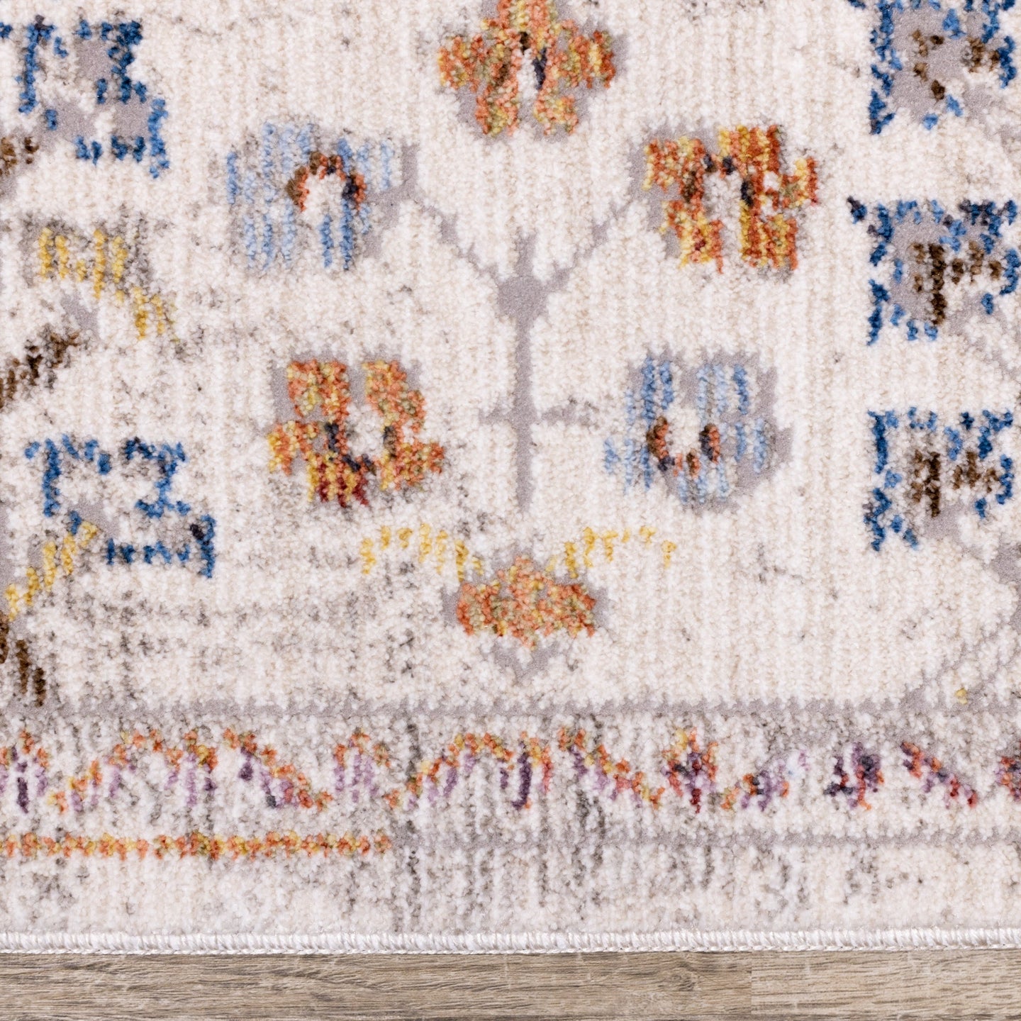 Monaco Cream Blue Orange Floral Traditional Rug - Furniture Depot