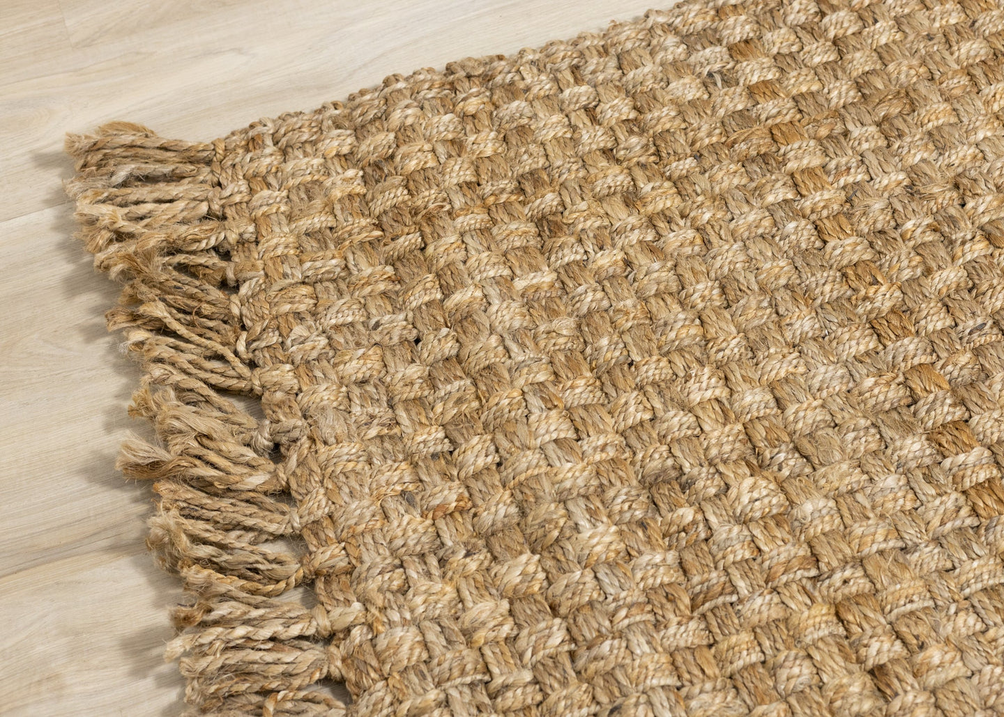 Naturals Jute Beige Basketweave Rug - Furniture Depot