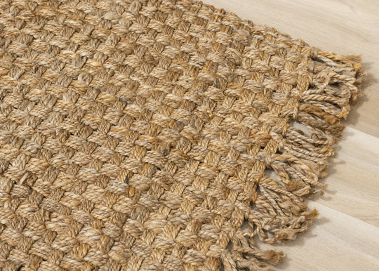 Naturals Jute Beige Basketweave Rug - Furniture Depot