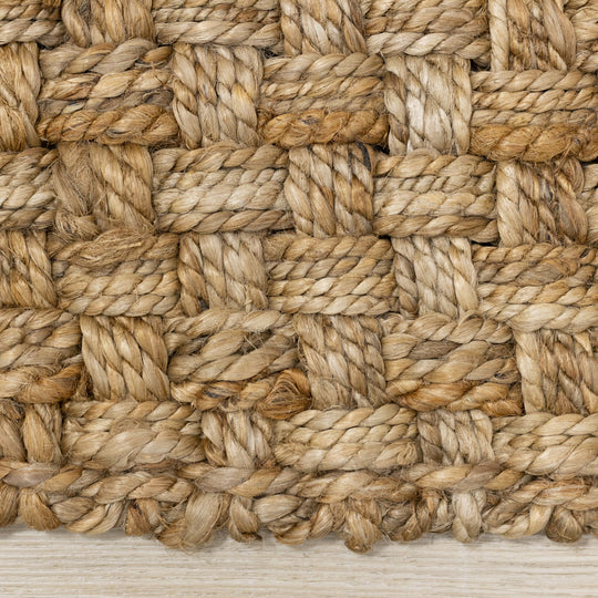 Naturals Jute Beige Basketweave Rug - Furniture Depot