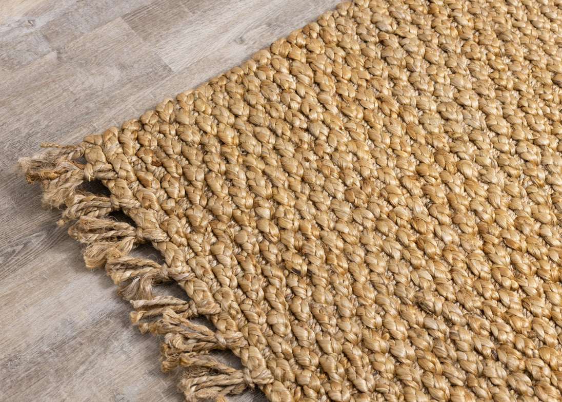 Naturals Beige Braided Jute Rug - Furniture Depot