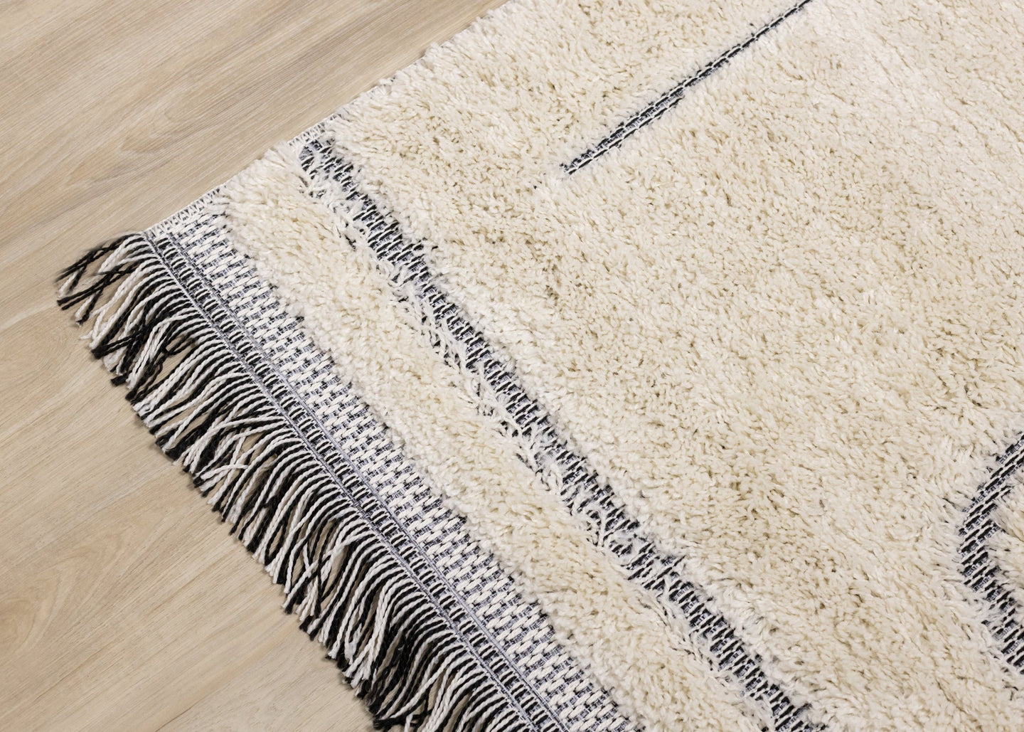 Novato Cream Grey Modern Dual Texture Swirling Line Rug - Furniture Depot