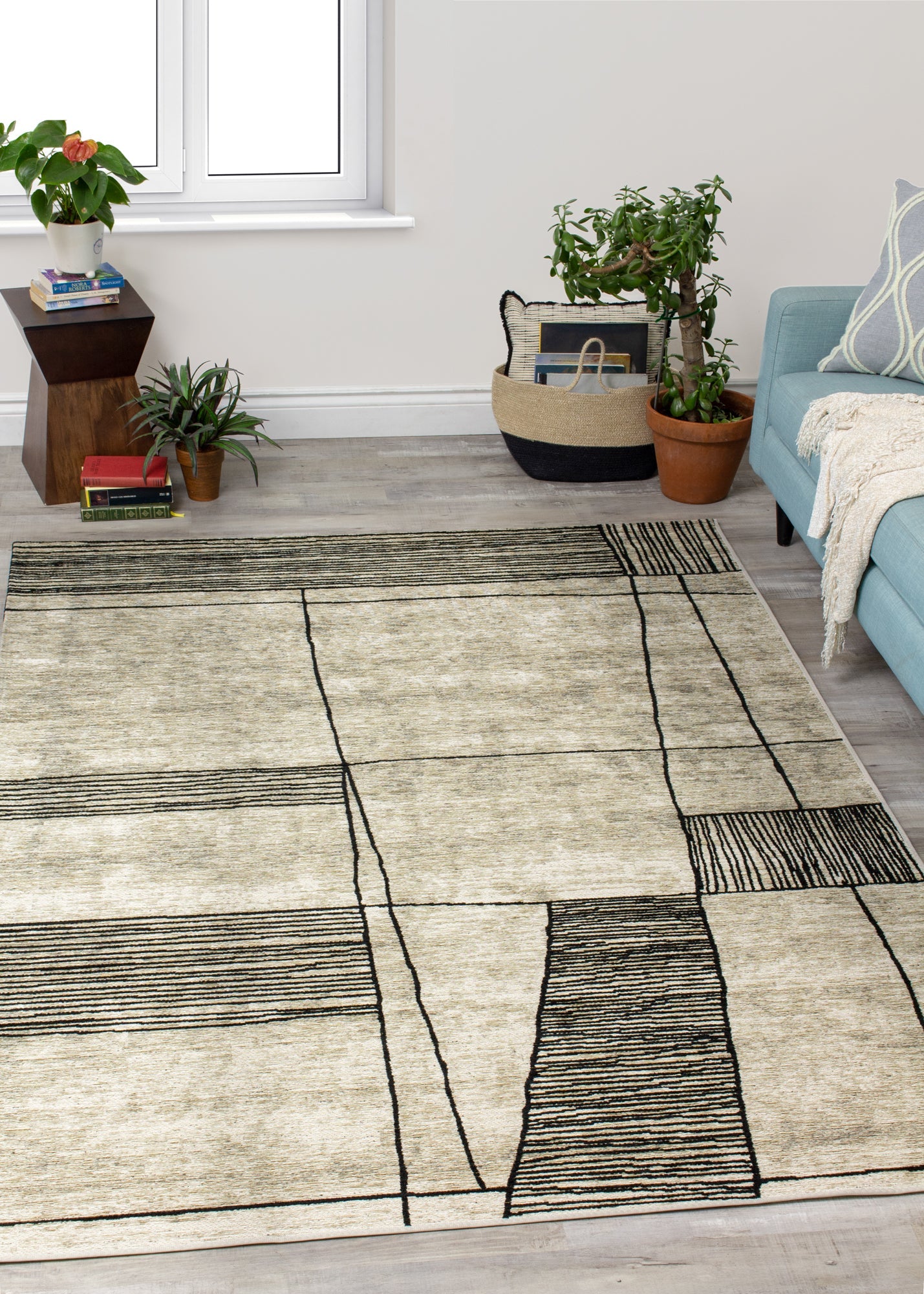 Orienta Grey Abstract Pen Drawing Rug - Furniture Depot