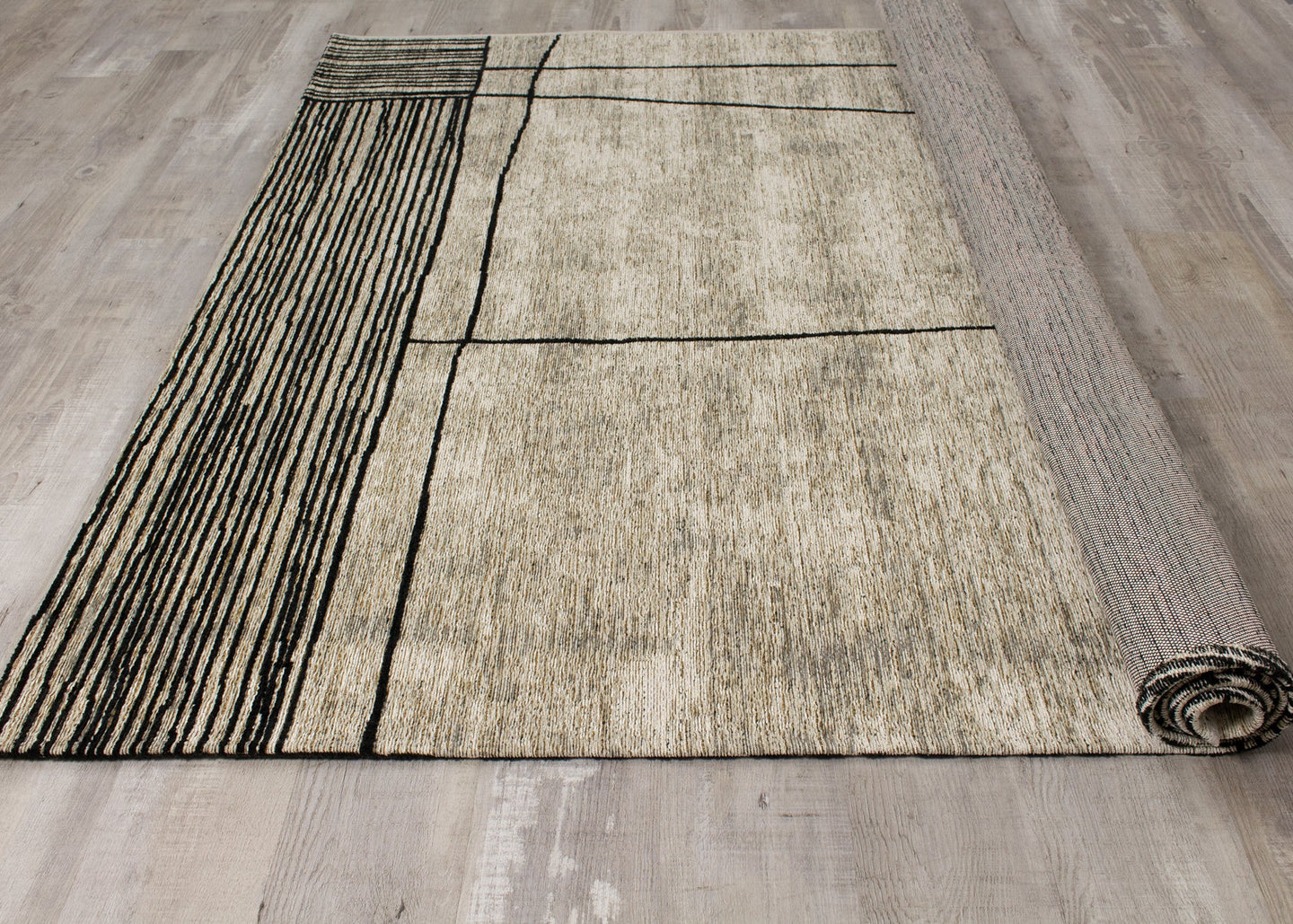 Orienta Grey Abstract Pen Drawing Rug - Furniture Depot