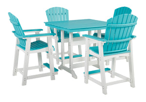 Eisely Outdoor Counter Height Dining Table & Counter Height Stool 5Pc Set - Furniture Depot