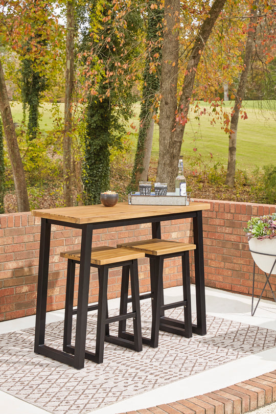 Town Wood Outdoor Counter Table Set (Set of 3) - Furniture Depot