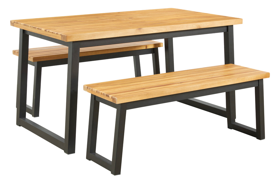 Town Wood Outdoor Dining Table Set (Set of 3) - Furniture Depot