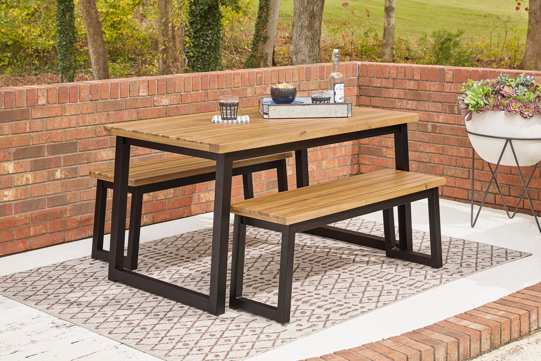 Town Wood Outdoor Dining Table Set (Set of 3) - Furniture Depot