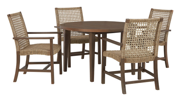 Germalia Outdoor Dining Table & Chair (5Pc Set) - Furniture Depot (7658678124792)