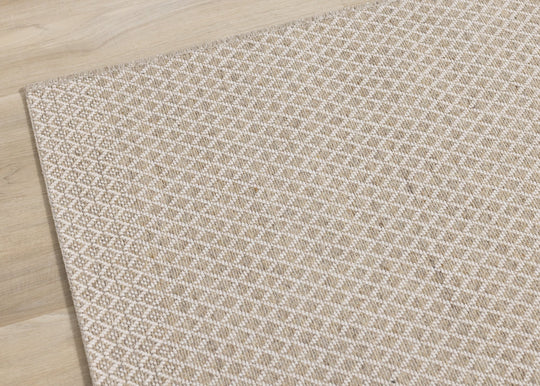 Peak Beige Small Crosshatch Geometric Rug - Furniture Depot