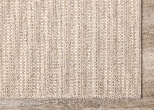 Peak Beige Variegated Texture Block Wool Rug - Furniture Depot