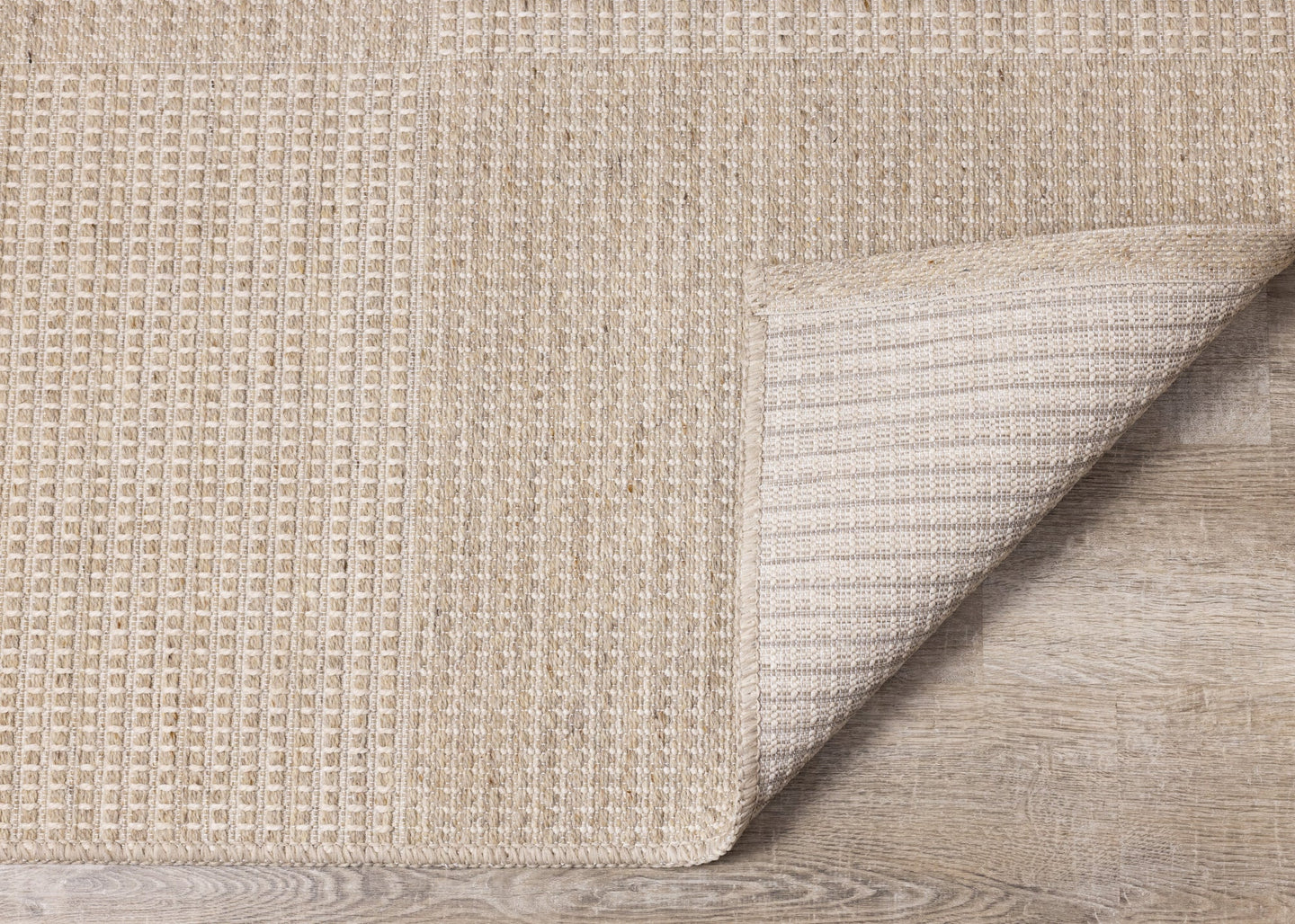 Peak Beige Variegated Texture Block Wool Rug - Furniture Depot