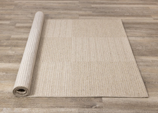 Peak Beige Variegated Texture Block Wool Rug - Furniture Depot