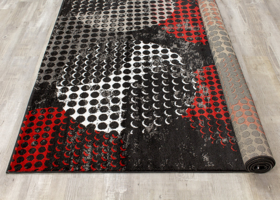 Platinum Industrial Red Black Crate Rug - Furniture Depot