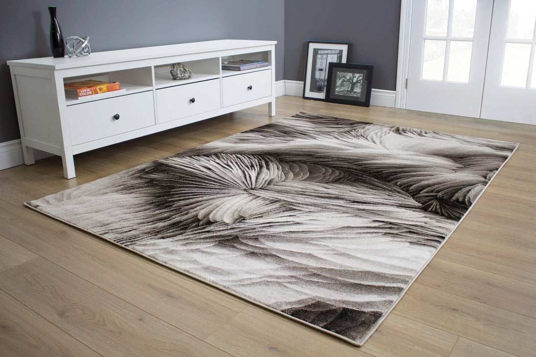 Platinum Grey Feathers Rug - Furniture Depot