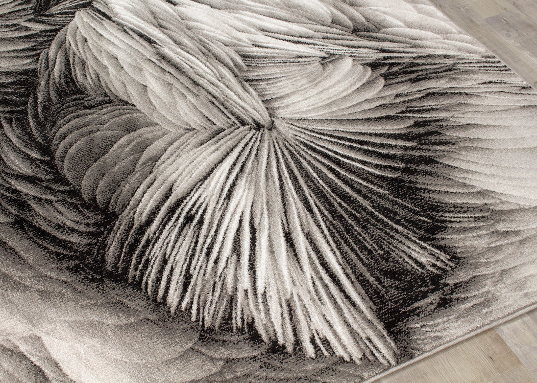 Platinum Grey Feathers Rug - Furniture Depot