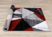 Platinum Red Grey Black Triangles Rug - Furniture Depot